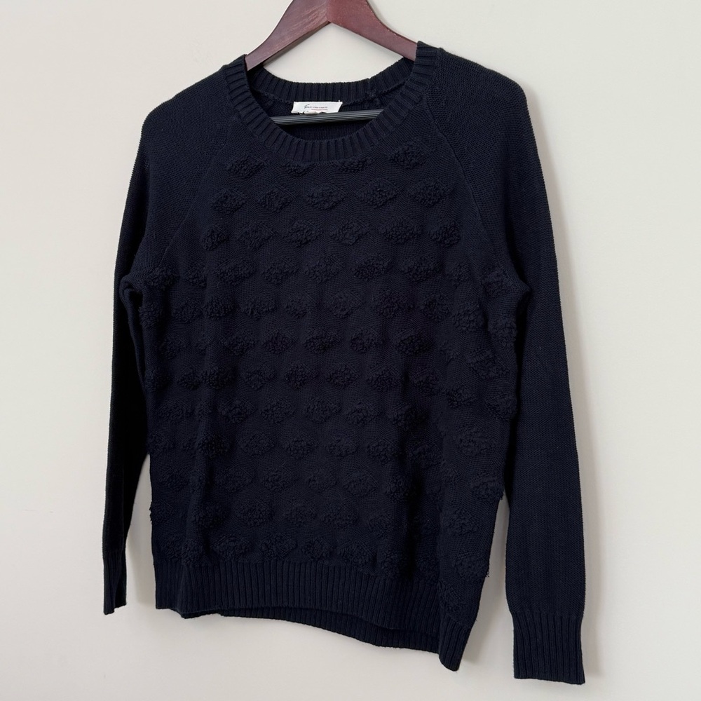 Two by Vince Camuto Navy Blue Textured Crew Neck Sweater Long Sleeve